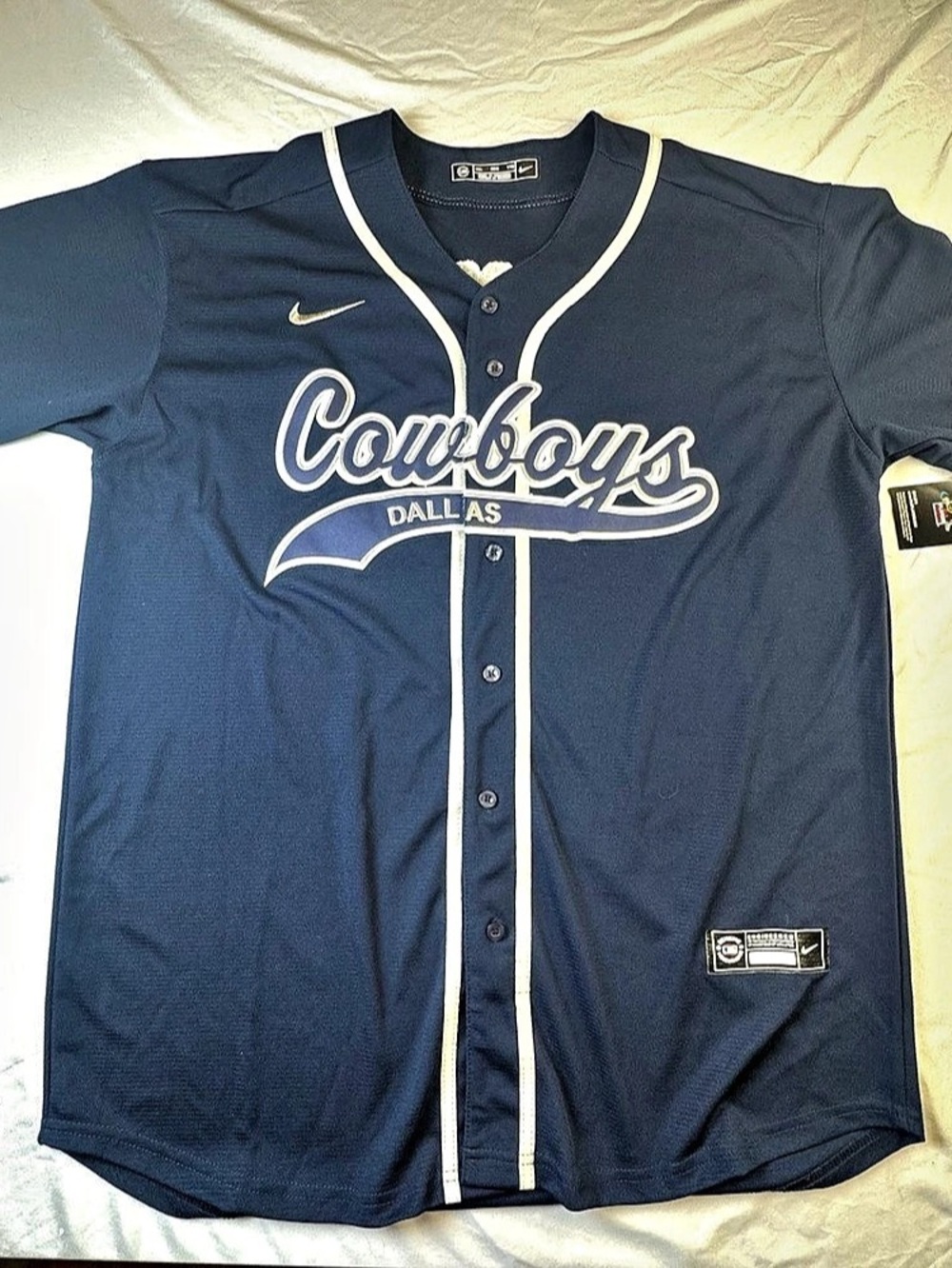 Nike Dallas Cowboys Men XXL Baseball Jersey Navy Blue Button Up Shirt NWT Authen